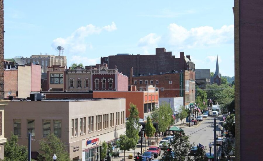 Aerial view of the City of Jamestown, NY.