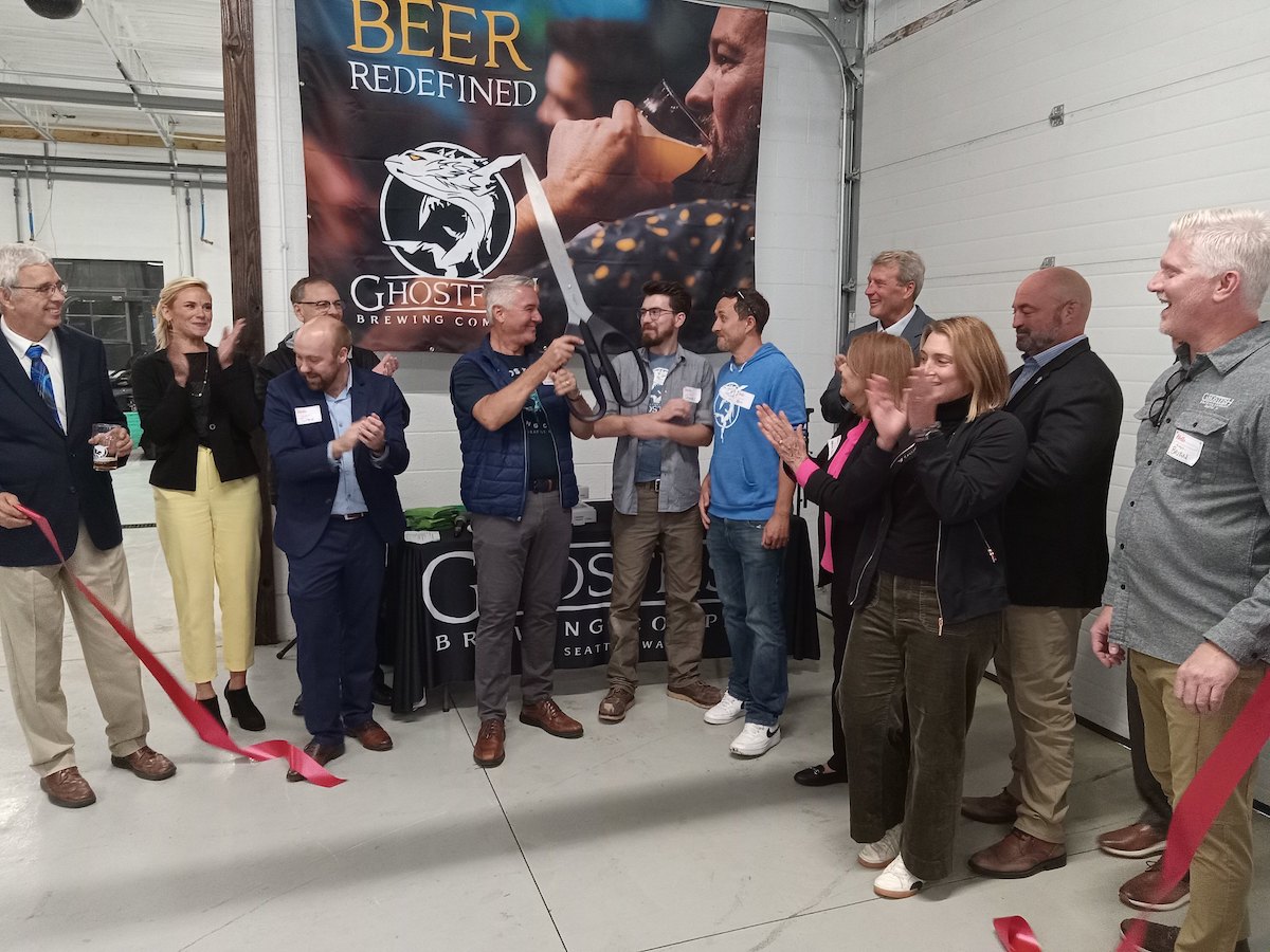 Ribbon cutting ceremony at Ghostfish Brewing Company.