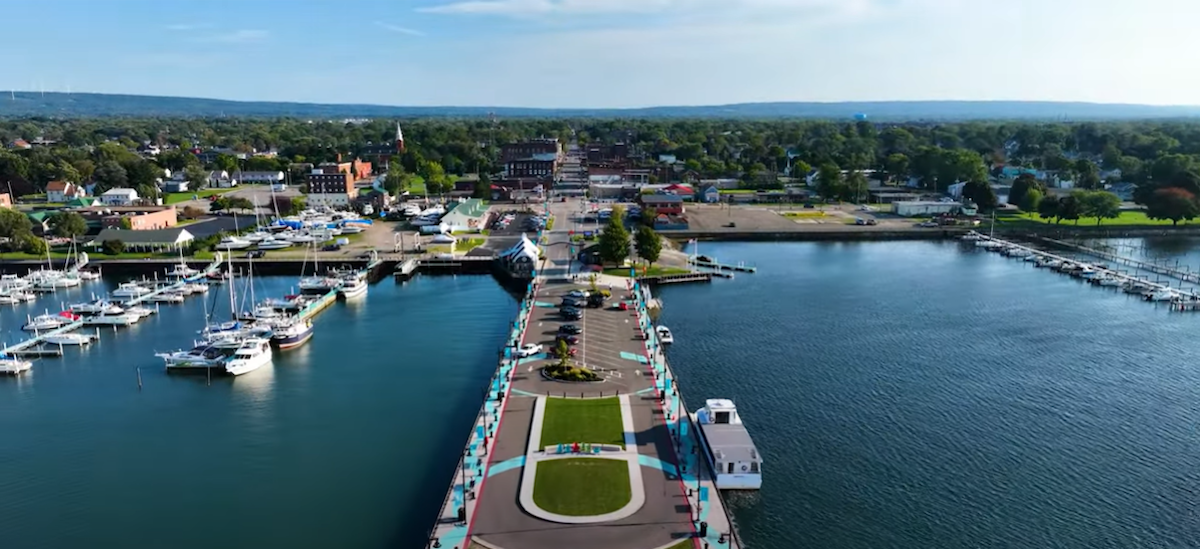 Aerial view of the Dunkirk waterfront.